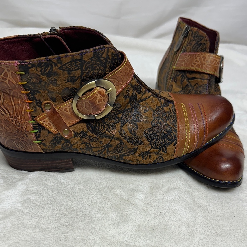 Spring Step L'Artiste Georgiana Multicolor Leather Ankle Boots - Picture 11 of 16
